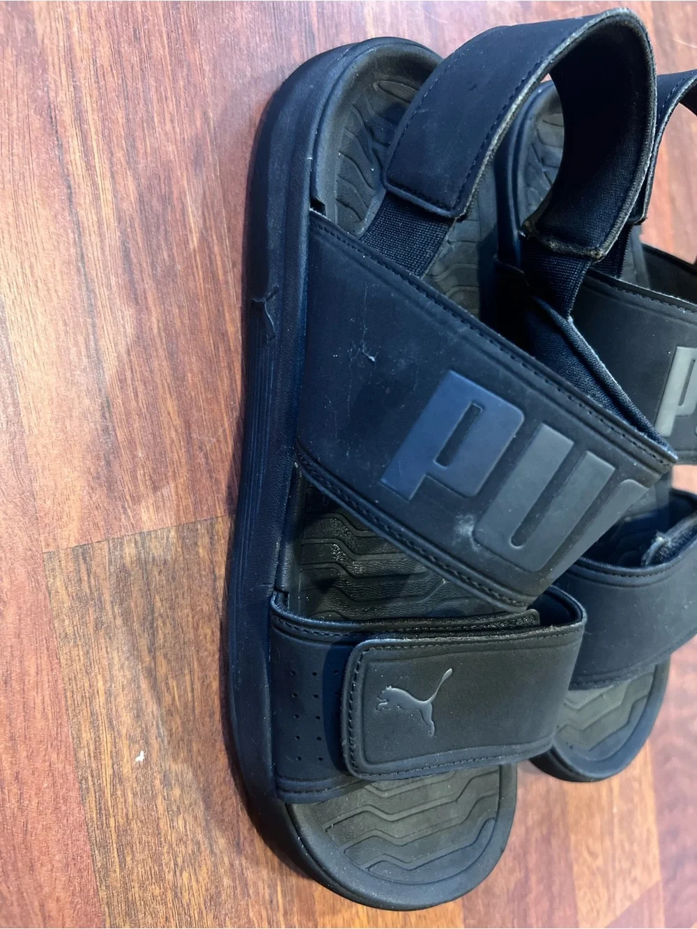 Puma Black Dual-Strap Slide Sandals